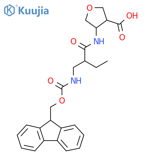 4-{2-({(9H-fluoren-9-yl)methoxycarbonyl}amino)methylbutanamido}oxolane-3-carboxylic acid structure