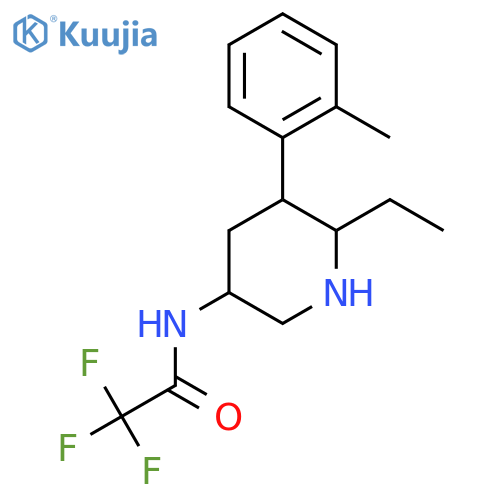 N-6-ethyl-5-(2-methylphenyl)piperidin-3-yl-2,2,2-trifluoroacetamide structure
