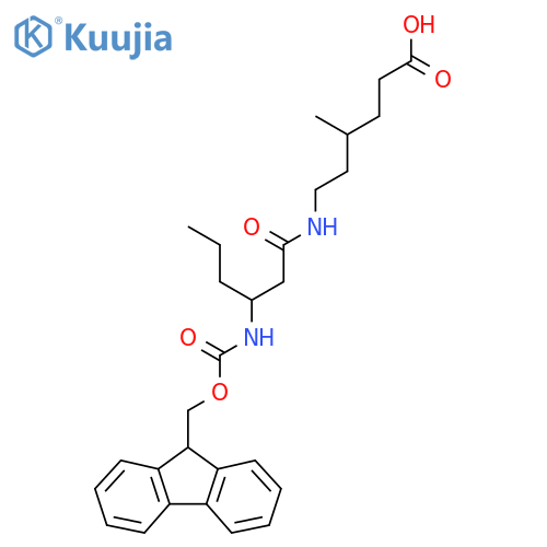 6-3-({(9H-fluoren-9-yl)methoxycarbonyl}amino)hexanamido-4-methylhexanoic acid structure