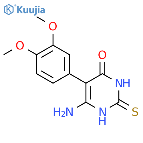 6-amino-5-(3,4-dimethoxyphenyl)-2-sulfanyl-3,4-dihydropyrimidin-4-one structure