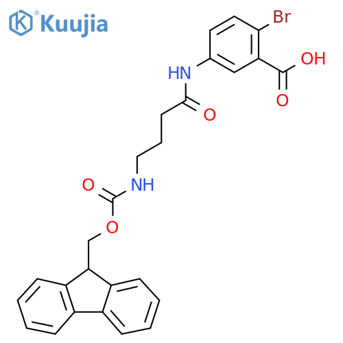 2-bromo-5-4-({(9H-fluoren-9-yl)methoxycarbonyl}amino)butanamidobenzoic acid structure