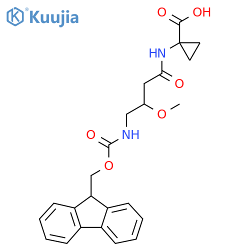 1-4-({(9H-fluoren-9-yl)methoxycarbonyl}amino)-3-methoxybutanamidocyclopropane-1-carboxylic acid structure