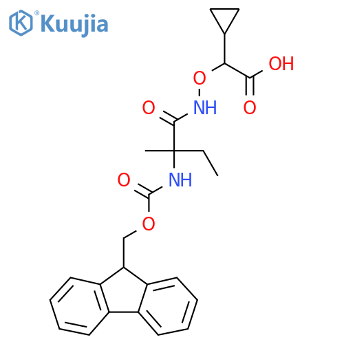 2-cyclopropyl-2-{2-({(9H-fluoren-9-yl)methoxycarbonyl}amino)-2-methylbutanamidooxy}acetic acid structure