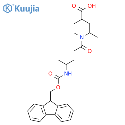 1-4-({(9H-fluoren-9-yl)methoxycarbonyl}amino)pentanoyl-2-methylpiperidine-4-carboxylic acid structure