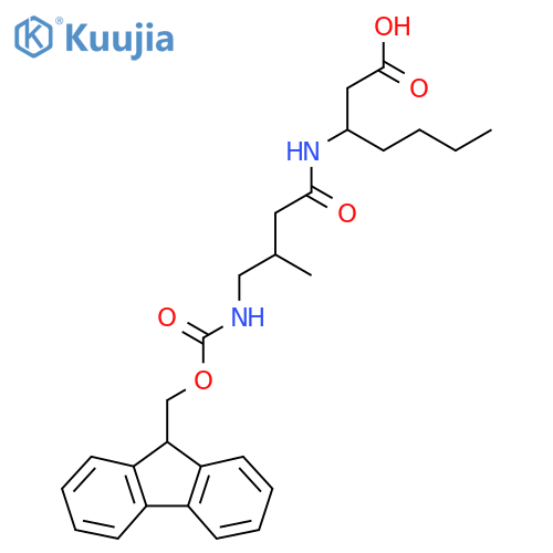 3-4-({(9H-fluoren-9-yl)methoxycarbonyl}amino)-3-methylbutanamidoheptanoic acid structure