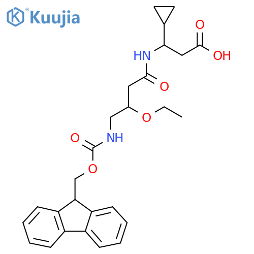 3-cyclopropyl-3-3-ethoxy-4-({(9H-fluoren-9-yl)methoxycarbonyl}amino)butanamidopropanoic acid structure