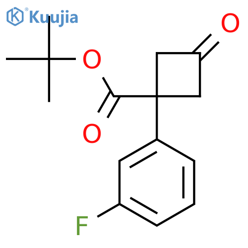 tert-butyl 1-(3-fluorophenyl)-3-oxocyclobutane-1-carboxylate structure
