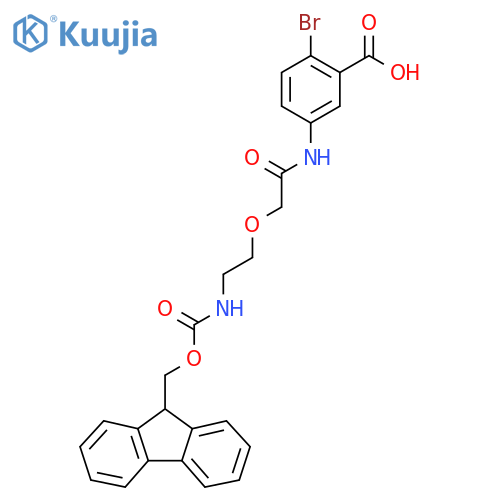 2-bromo-5-{2-2-({(9H-fluoren-9-yl)methoxycarbonyl}amino)ethoxyacetamido}benzoic acid structure