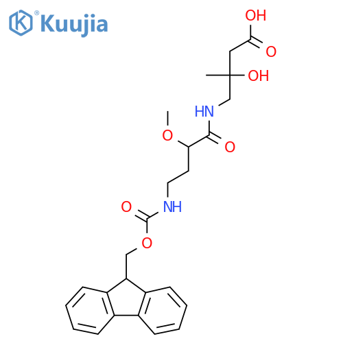 4-4-({(9H-fluoren-9-yl)methoxycarbonyl}amino)-2-methoxybutanamido-3-hydroxy-3-methylbutanoic acid structure