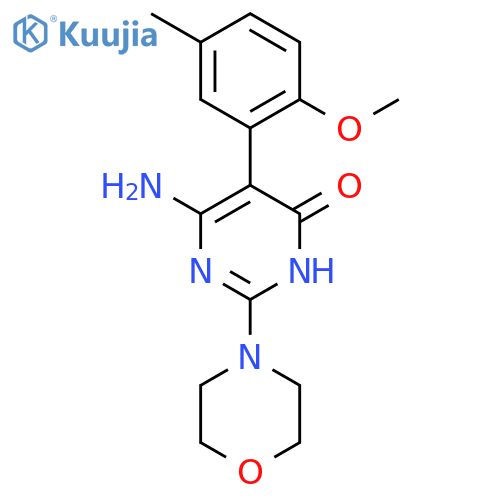 6-Amino-5-(2-methoxy-5-methylphenyl)-2-(morpholin-4-yl)-3,4-dihydropyrimidin-4-one structure