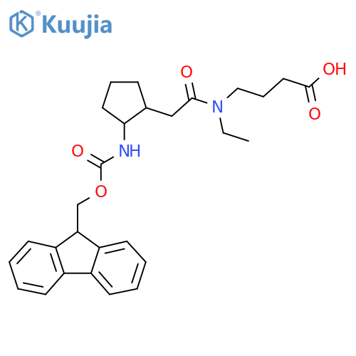 4-{N-ethyl-2-2-({(9H-fluoren-9-yl)methoxycarbonyl}amino)cyclopentylacetamido}butanoic acid structure