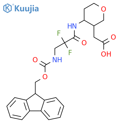 2-{4-3-({(9H-fluoren-9-yl)methoxycarbonyl}amino)-2,2-difluoropropanamidooxan-3-yl}acetic acid structure
