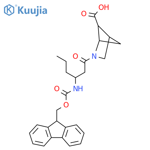 2-3-({(9H-fluoren-9-yl)methoxycarbonyl}amino)hexanoyl-2-azabicyclo2.1.1hexane-5-carboxylic acid structure