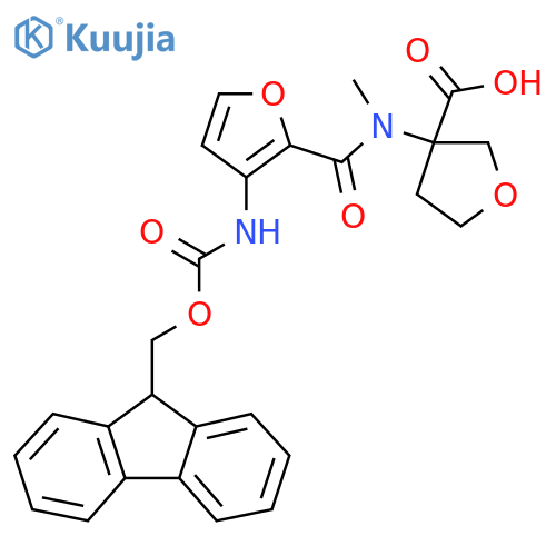 3-N-methyl3-({(9H-fluoren-9-yl)methoxycarbonyl}amino)furan-2-amidooxolane-3-carboxylic acid structure