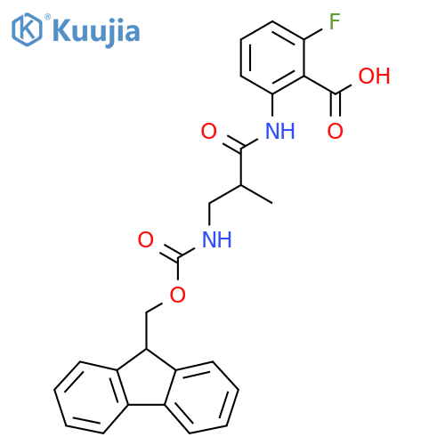 2-3-({(9H-fluoren-9-yl)methoxycarbonyl}amino)-2-methylpropanamido-6-fluorobenzoic acid structure