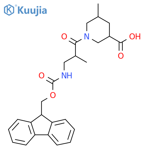 1-3-({(9H-fluoren-9-yl)methoxycarbonyl}amino)-2-methylpropanoyl-5-methylpiperidine-3-carboxylic acid structure