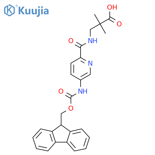 3-{5-({(9H-fluoren-9-yl)methoxycarbonyl}amino)pyridin-2-ylformamido}-2,2-dimethylpropanoic acid structure