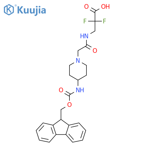 3-{2-4-({(9H-fluoren-9-yl)methoxycarbonyl}amino)piperidin-1-ylacetamido}-2,2-difluoropropanoic acid structure