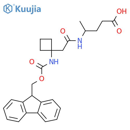 4-{2-1-({(9H-fluoren-9-yl)methoxycarbonyl}amino)cyclobutylacetamido}pentanoic acid structure