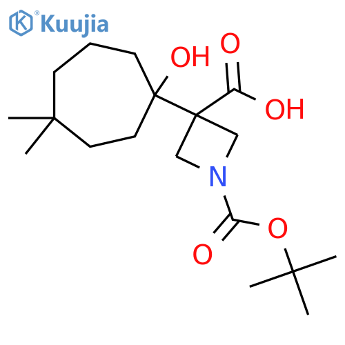 1-(tert-butoxy)carbonyl-3-(1-hydroxy-4,4-dimethylcycloheptyl)azetidine-3-carboxylic acid structure