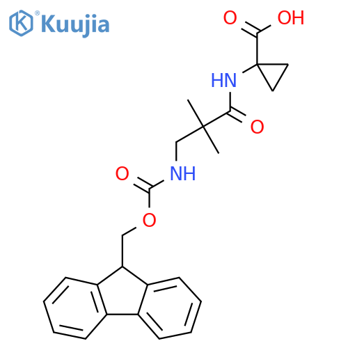 1-3-({(9H-fluoren-9-yl)methoxycarbonyl}amino)-2,2-dimethylpropanamidocyclopropane-1-carboxylic acid structure