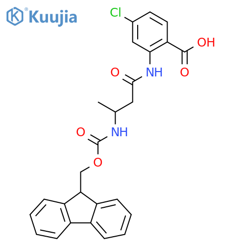 4-chloro-2-3-({(9H-fluoren-9-yl)methoxycarbonyl}amino)butanamidobenzoic acid structure