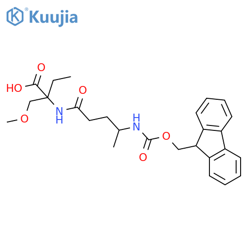 2-4-({(9H-fluoren-9-yl)methoxycarbonyl}amino)pentanamido-2-(methoxymethyl)butanoic acid structure