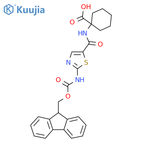 1-2-({(9H-fluoren-9-yl)methoxycarbonyl}amino)-1,3-thiazole-5-amidocyclohexane-1-carboxylic acid structure