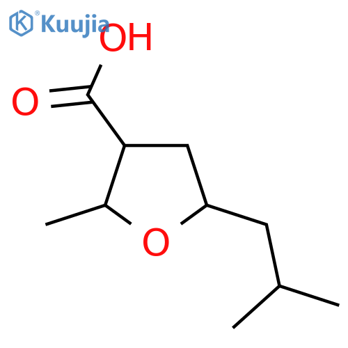 2-methyl-5-(2-methylpropyl)oxolane-3-carboxylic acid structure