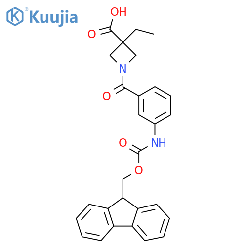 3-ethyl-1-3-({(9H-fluoren-9-yl)methoxycarbonyl}amino)benzoylazetidine-3-carboxylic acid structure