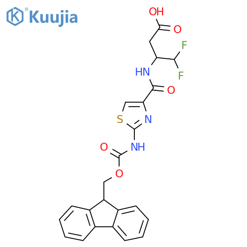 3-{2-({(9H-fluoren-9-yl)methoxycarbonyl}amino)-1,3-thiazol-4-ylformamido}-4,4-difluorobutanoic acid structure
