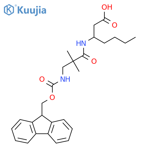 3-3-({(9H-fluoren-9-yl)methoxycarbonyl}amino)-2,2-dimethylpropanamidoheptanoic acid structure
