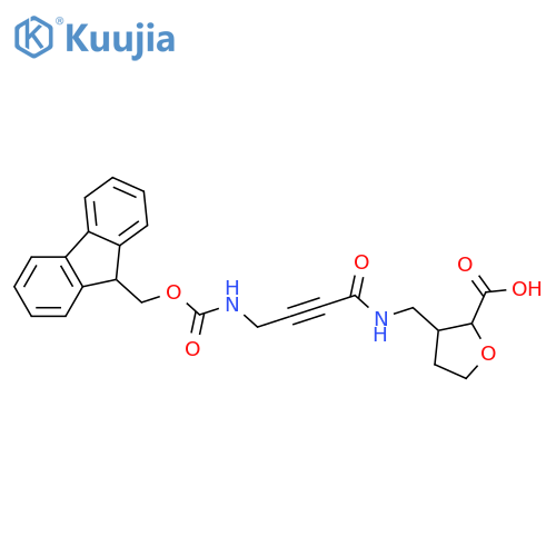 3-{4-({(9H-fluoren-9-yl)methoxycarbonyl}amino)but-2-ynamidomethyl}oxolane-2-carboxylic acid structure