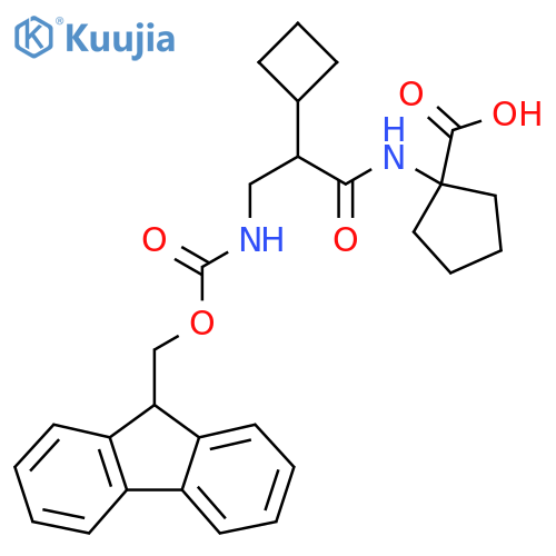 1-2-cyclobutyl-3-({(9H-fluoren-9-yl)methoxycarbonyl}amino)propanamidocyclopentane-1-carboxylic acid structure