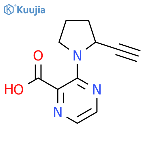 3-(2-ethynylpyrrolidin-1-yl)pyrazine-2-carboxylic acid structure