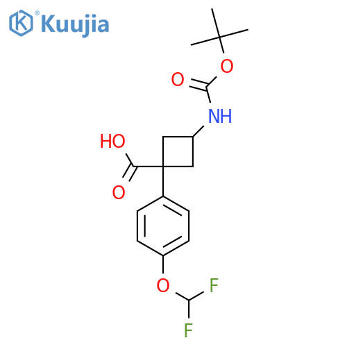 3-{(tert-butoxy)carbonylamino}-1-4-(difluoromethoxy)phenylcyclobutane-1-carboxylic acid structure