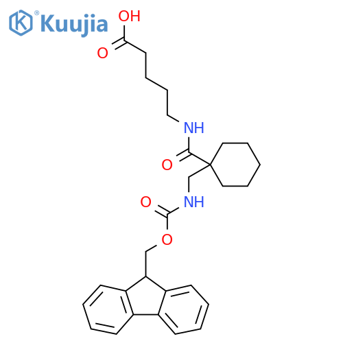 5-({1-({(9H-fluoren-9-yl)methoxycarbonyl}amino)methylcyclohexyl}formamido)pentanoic acid structure