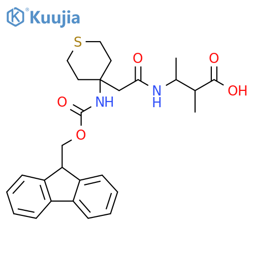 3-{2-4-({(9H-fluoren-9-yl)methoxycarbonyl}amino)thian-4-ylacetamido}-2-methylbutanoic acid structure