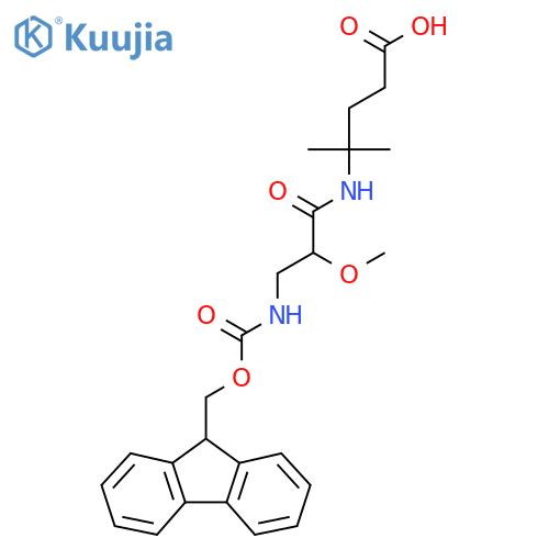 4-3-({(9H-fluoren-9-yl)methoxycarbonyl}amino)-2-methoxypropanamido-4-methylpentanoic acid structure
