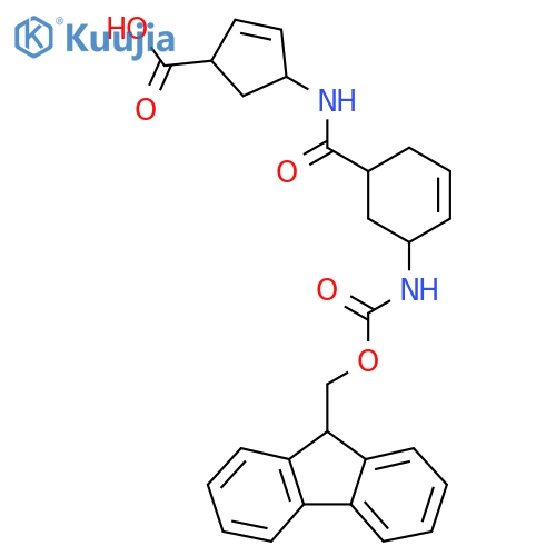 4-5-({(9H-fluoren-9-yl)methoxycarbonyl}amino)cyclohex-3-ene-1-amidocyclopent-2-ene-1-carboxylic acid structure