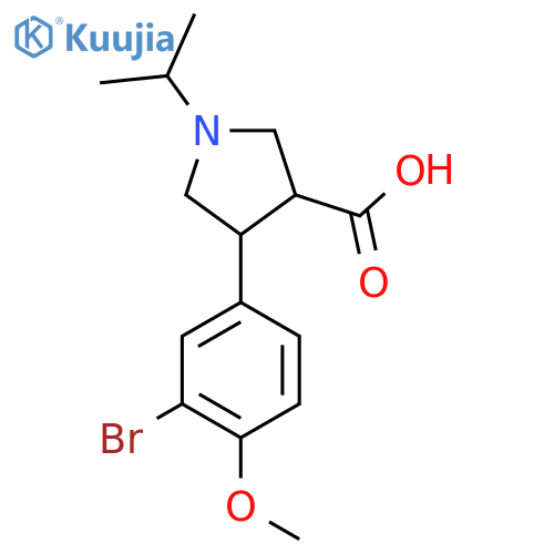 4-(3-bromo-4-methoxyphenyl)-1-(propan-2-yl)pyrrolidine-3-carboxylic acid structure