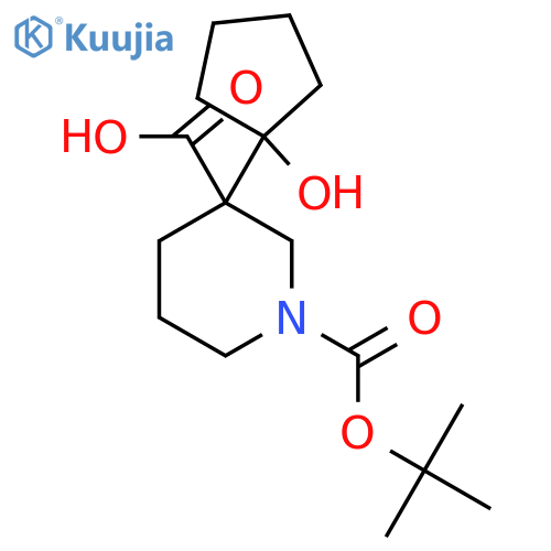 1-(tert-butoxy)carbonyl-3-(1-hydroxycyclopentyl)piperidine-3-carboxylic acid structure