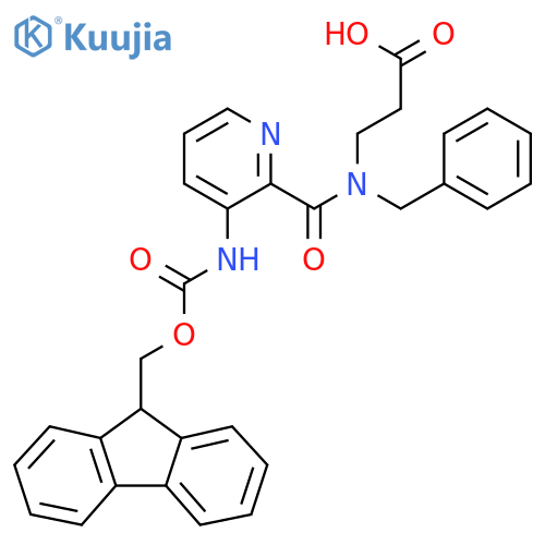 3-{N-benzyl-1-3-({(9H-fluoren-9-yl)methoxycarbonyl}amino)pyridin-2-ylformamido}propanoic acid structure