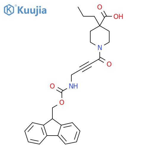 1-4-({(9H-fluoren-9-yl)methoxycarbonyl}amino)but-2-ynoyl-4-propylpiperidine-4-carboxylic acid structure