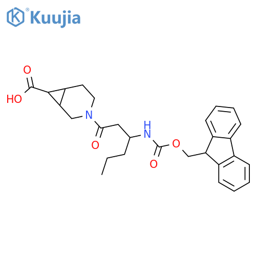3-3-({(9H-fluoren-9-yl)methoxycarbonyl}amino)hexanoyl-3-azabicyclo4.1.0heptane-7-carboxylic acid structure