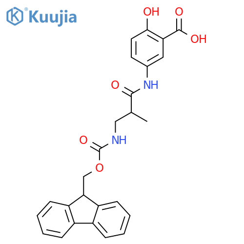 5-3-({(9H-fluoren-9-yl)methoxycarbonyl}amino)-2-methylpropanamido-2-hydroxybenzoic acid structure