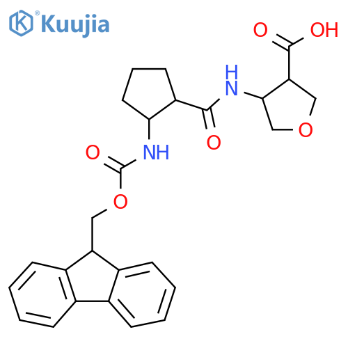 4-2-({(9H-fluoren-9-yl)methoxycarbonyl}amino)cyclopentaneamidooxolane-3-carboxylic acid structure