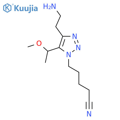 5-4-(2-aminoethyl)-5-(1-methoxyethyl)-1H-1,2,3-triazol-1-ylpentanenitrile structure