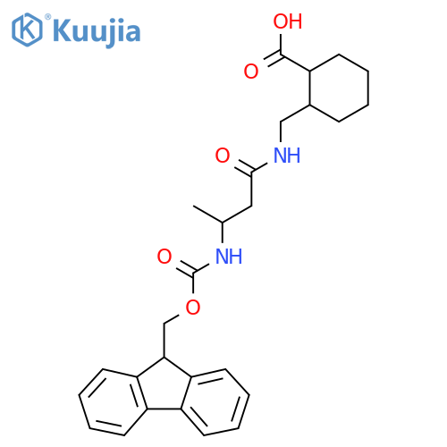 2-{3-({(9H-fluoren-9-yl)methoxycarbonyl}amino)butanamidomethyl}cyclohexane-1-carboxylic acid structure