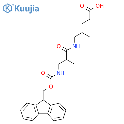 5-3-({(9H-fluoren-9-yl)methoxycarbonyl}amino)-2-methylpropanamido-4-methylpentanoic acid structure
